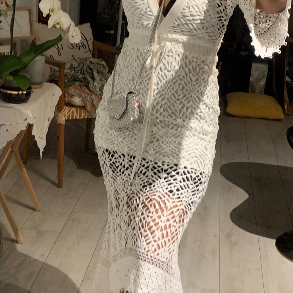 Elegant White Crochet Dress